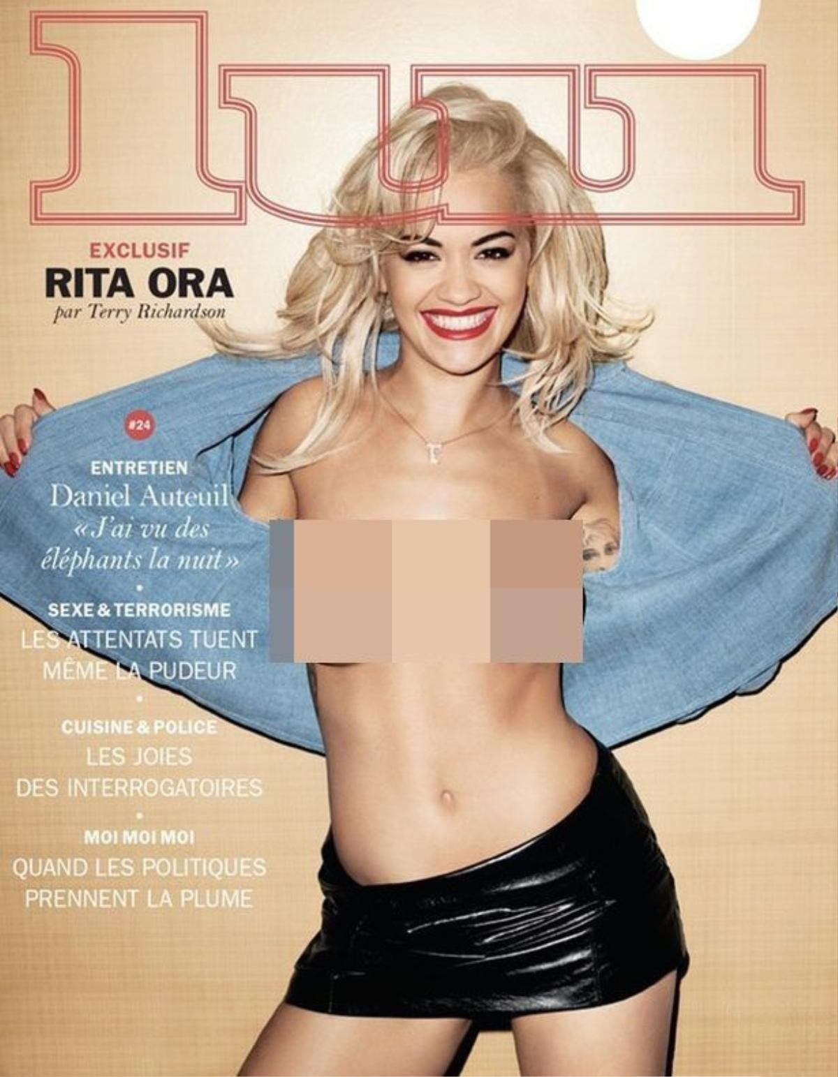 Rita Ora phanh ngực trên trang bìa tạp chí Lui của Pháp.